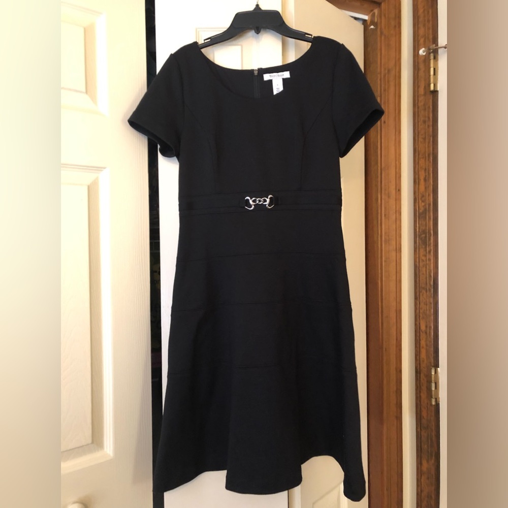 WHBM sz 6 black short sleeve A line dress